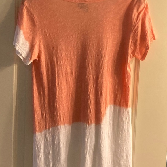 Anthropologie Left Of Center Ombre Dip Dyed Tee Coral/White XS - Picture 5 of 6